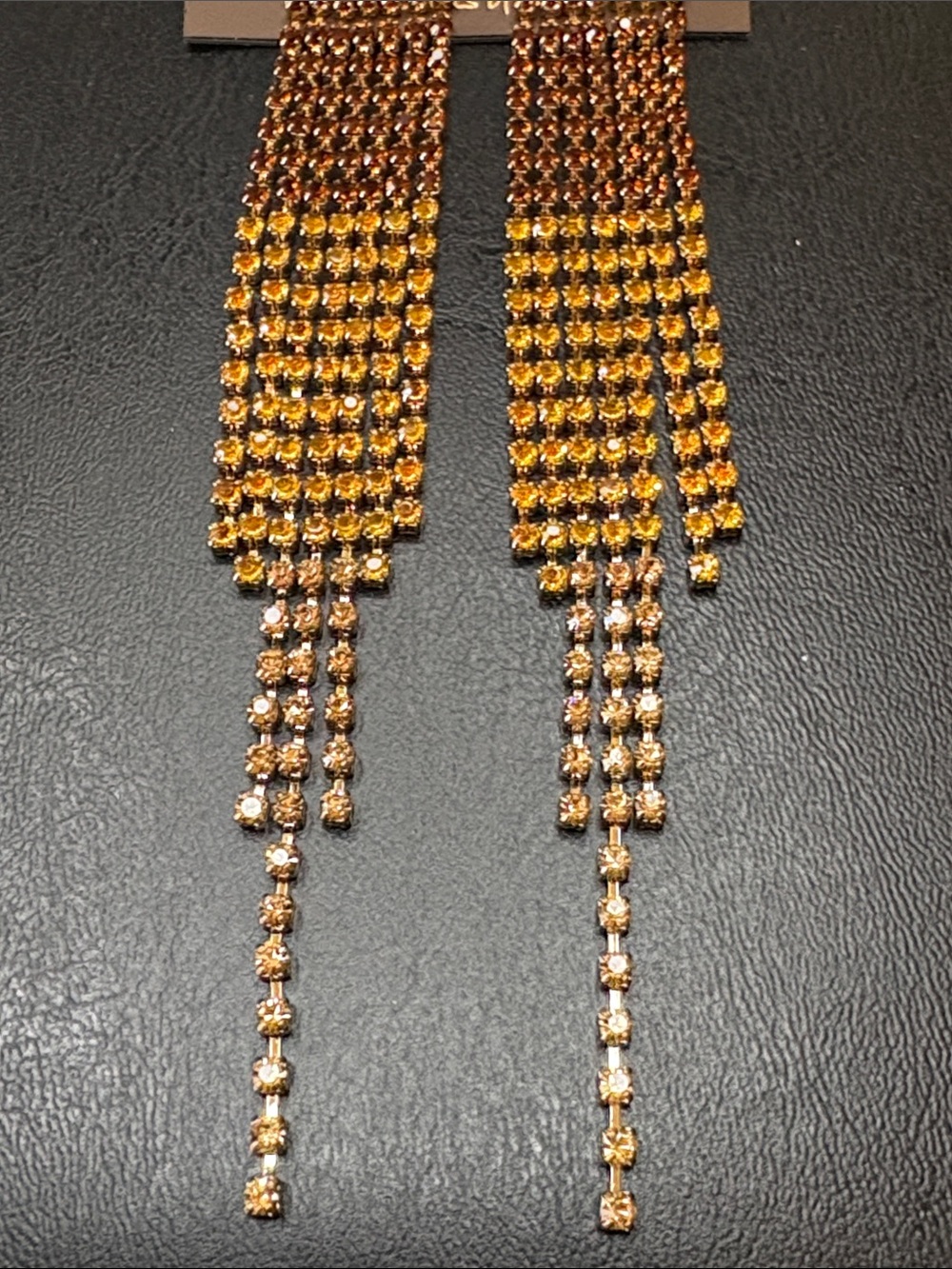 Arden Gold and Amber Gradient Crystal Fringe Earrings - Picture 3 of 5